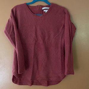 W Cashmere Sweater with Curved Hem and zipper back